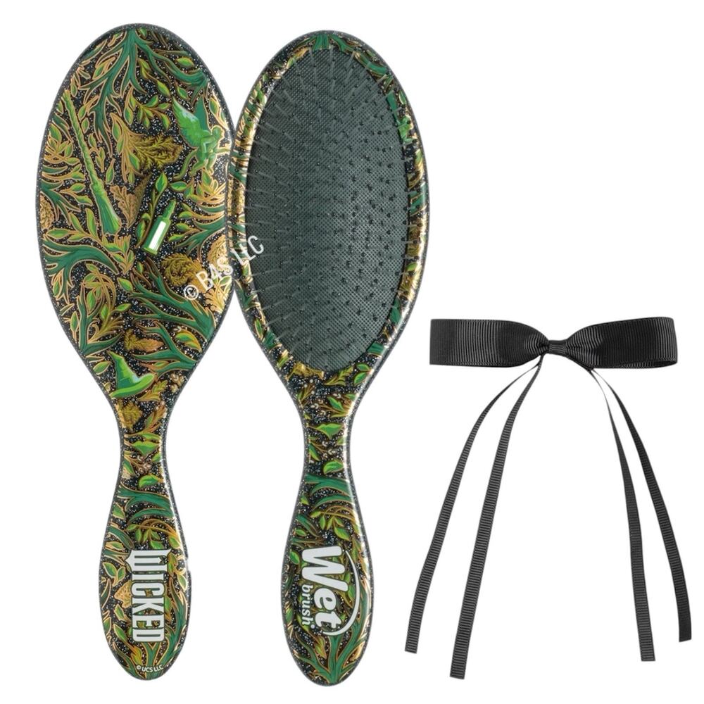 Wet Brush Wicked Elphaba Detangler Brush & Bow Clip Wickedly Brave Set